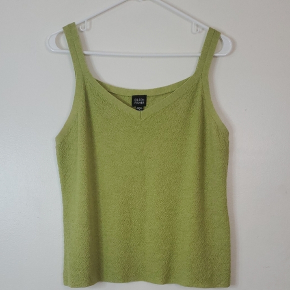 Eileen Fisher Sweater Knit Tank Top Size Large  Italian Yarn 100% Wool Green - Picture 1 of 7